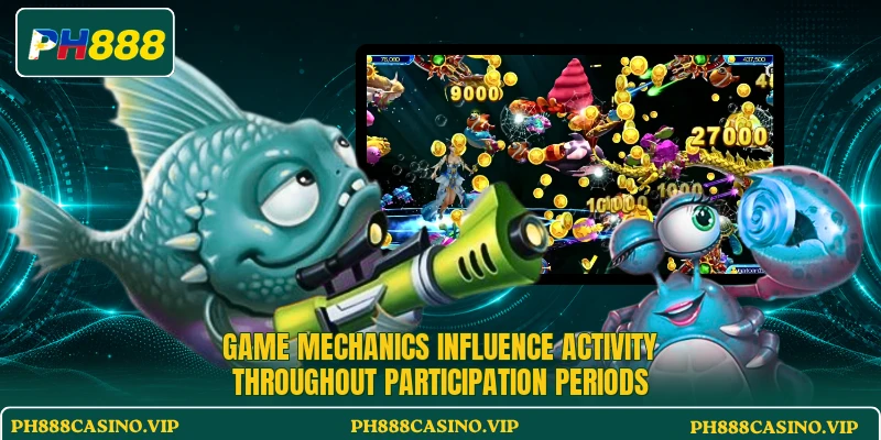 Game mechanics influence activity throughout participation periods