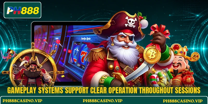 Gameplay systems support clear operation throughout sessions Gameplay systems support clear operation throughout sessions