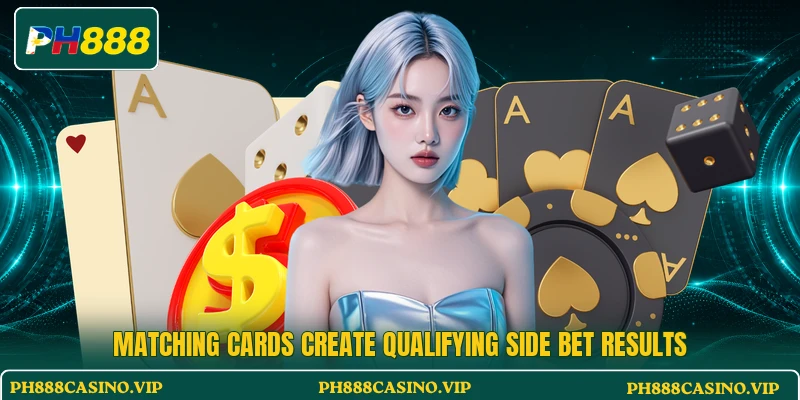 Matching cards create qualifying side bet results Matching cards create qualifying side bet results